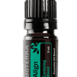 Description: Align is a centering blend that promotes feelings of self-acceptance, trust, and fluidity. It encourages harmony and calm progress, enhancing your yoga experience. shop.doterra.com Primary Benefits: Promotes feelings of self-acceptance and trust. Encourages harmony and calm progress. poshbeautyblog.com +8 shop.doterra.com +8 media.doterra.com +8 Directions for Use: Apply over heart, wrists, and back of neck to promote feelings of self-acceptance, trust, and fluidity. Use during yoga practice or throughout the day. Cautions: Possible skin sensitivity. Keep out of reach of children. If pregnant or under a doctor